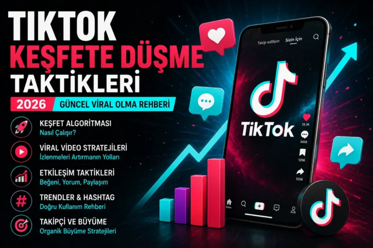 TikTok keşfete düşme taktikleri ve 2026 viral olma rehberi görseli