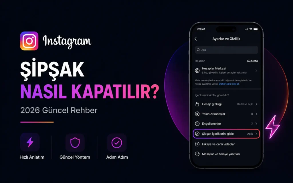 Instagram Şipşak özelliğini kapatma rehberini anlatan modern blog kapağı görseli