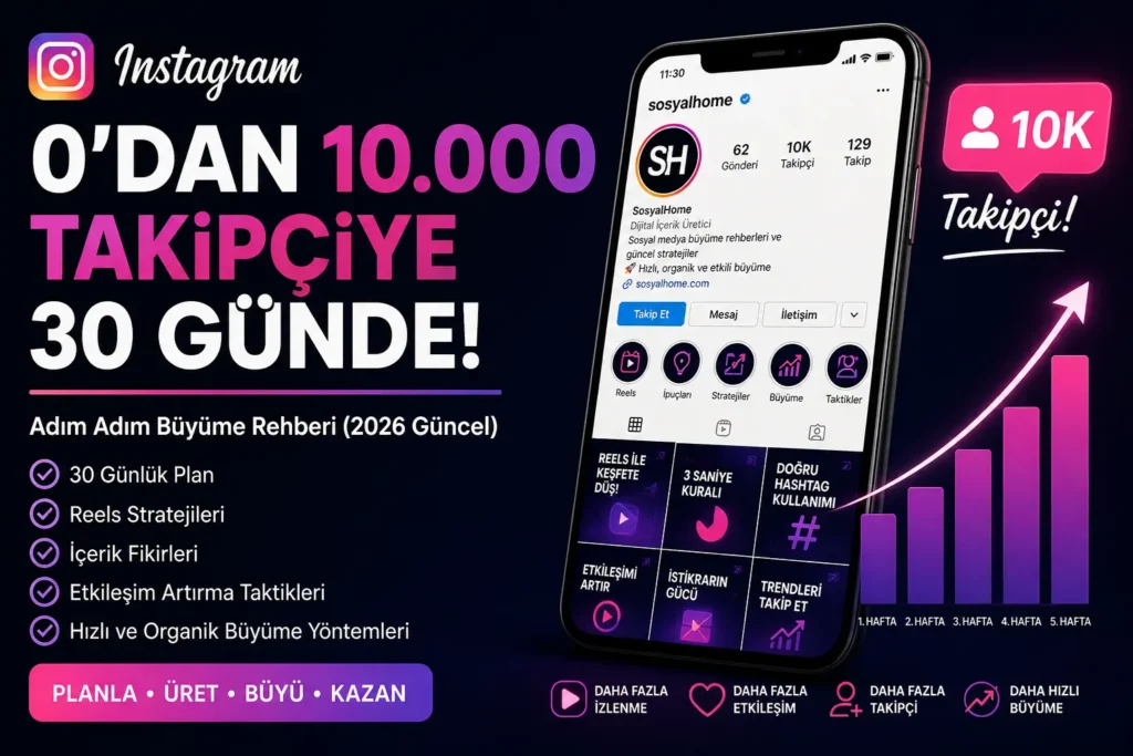 instagram 10k takipçi 30 günde büyüme rehberi reels stratejileri ve takipçi artırma yöntemleri