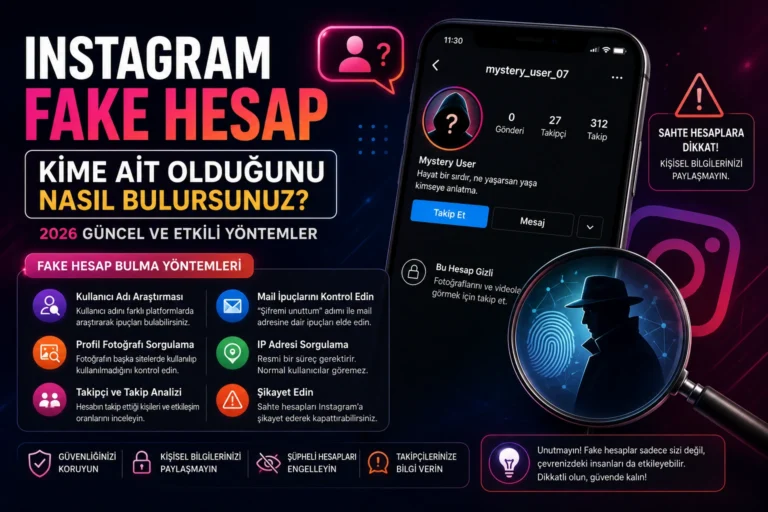Instagram fake hesap kime ait nasıl bulunur konulu rehber görseli, sahte hesap analizi ve güvenlik yöntemleri